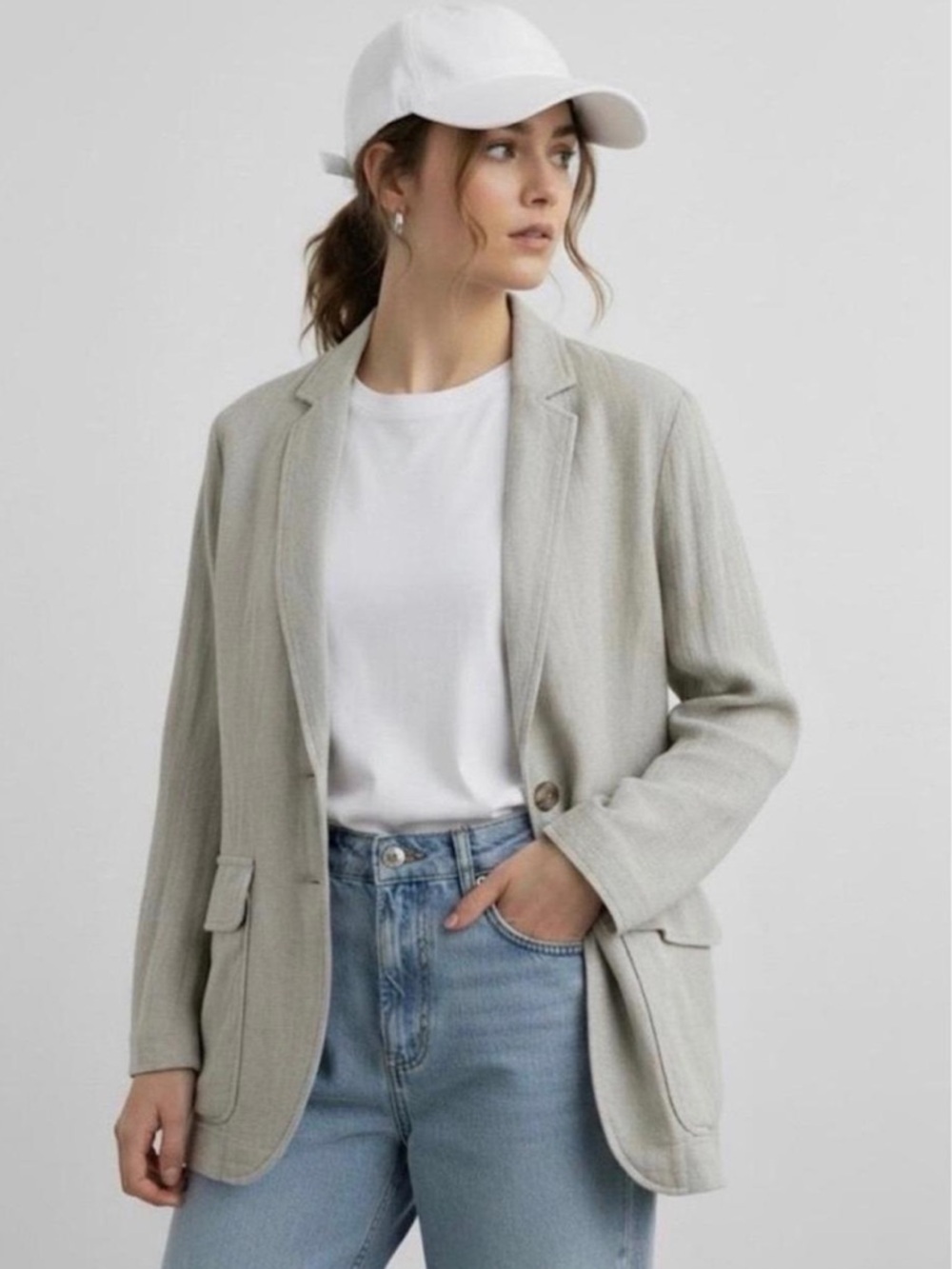 Madewell Breezewoven Larsen Relaxed Linen Blend Blazer Size XS